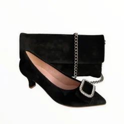 Le Babe Black Suede Clutch Bag