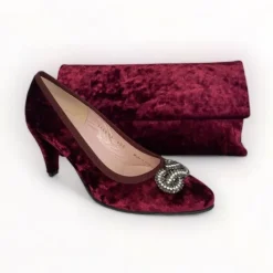 Le Babe Burgundy Velvet Shoe