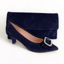 Le Babe Navy Suede Clutch Bag