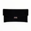 Lodi Black Suede Clutch Bag - Silver Hardware