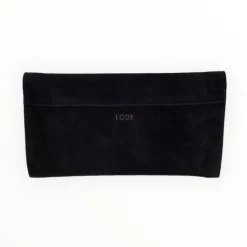 Lodi Black Suede Clutch Bag - Silver Hardware