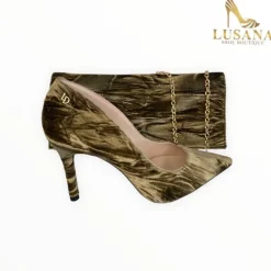 Lodi Solon-Te Green Velvet Court Shoe