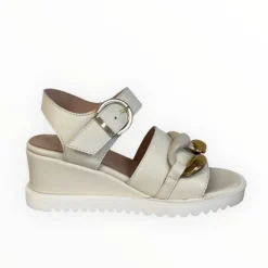 Marco Moreo Cream Wedge Sandal