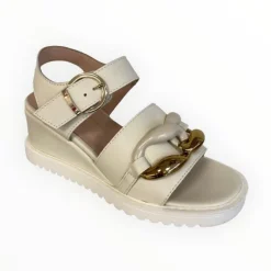 Marco Moreo Cream Wedge Sandal