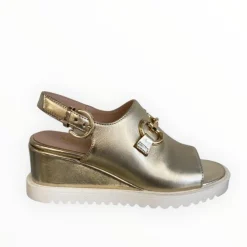 Marco Moreo Gold Wedge Sandal