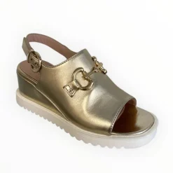 Marco Moreo Gold Wedge Sandal
