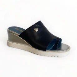 Marco Moreo Navy Toe Post Wedge Sandal