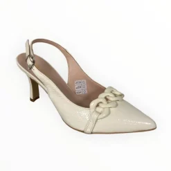 Marco Moreo Off White Patent Leather Sling Back