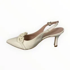 Marco Moreo Off White Patent Leather Sling Back