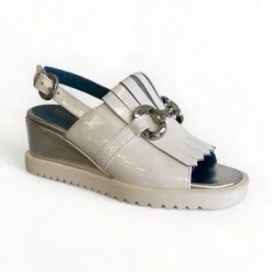 Marco Moreo White Patent Wedge Sandal