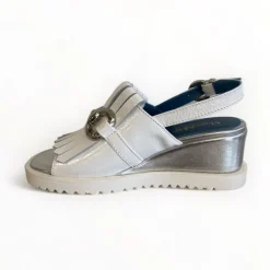 Marco Moreo White Patent Wedge Sandal