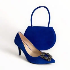 Marian Blue Suede Court Shoe