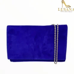 Marian Electric Blue Suede Clutch Bag