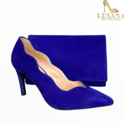 Marian Electric Blue Suede Clutch Bag