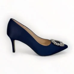 Marian Navy Silk Shoe