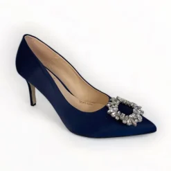 Marian Navy Silk Shoe