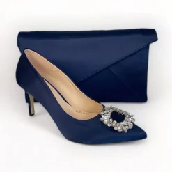 Marian Navy Silk Shoe