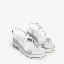 Nerogiardini White And Silver Platform Sandal