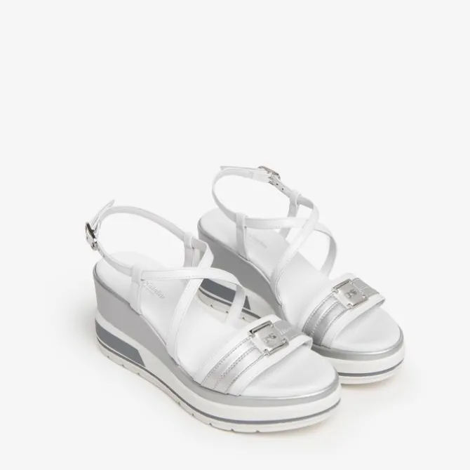 Nerogiardini White And Silver Platform Sandal