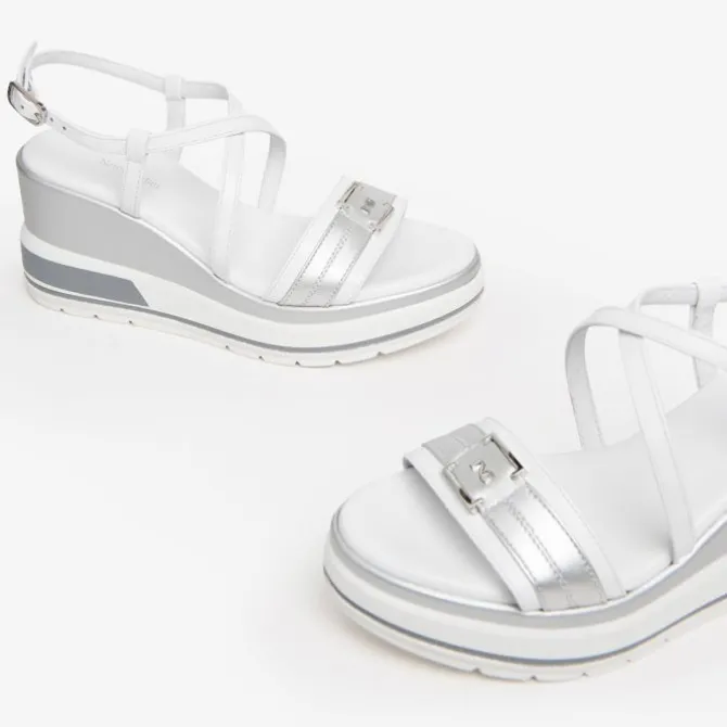 Nerogiardini White And Silver Platform Sandal