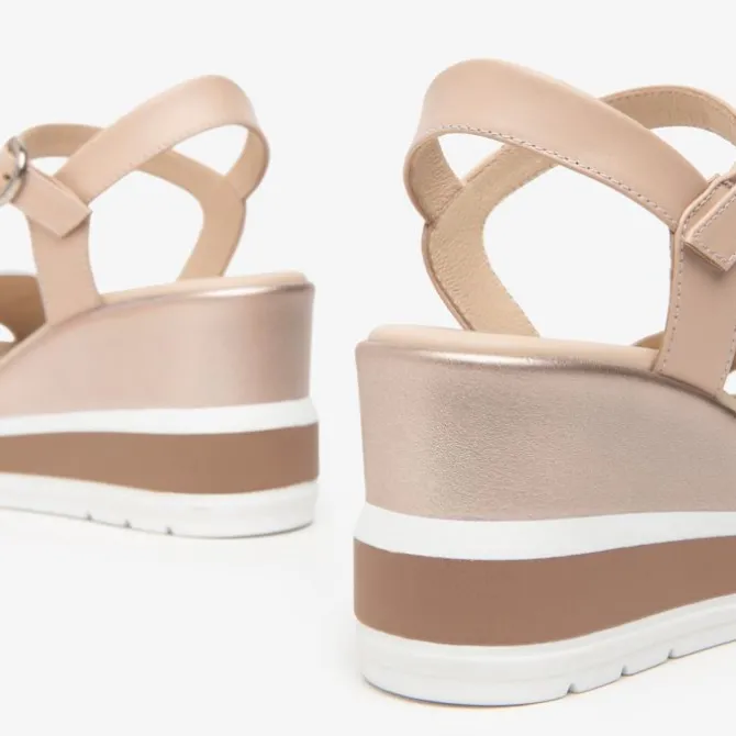 Nerogiardini White & Nude Wedge Sandal