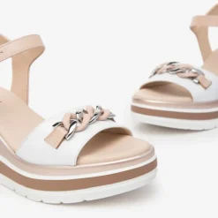 Nerogiardini White & Nude Wedge Sandal