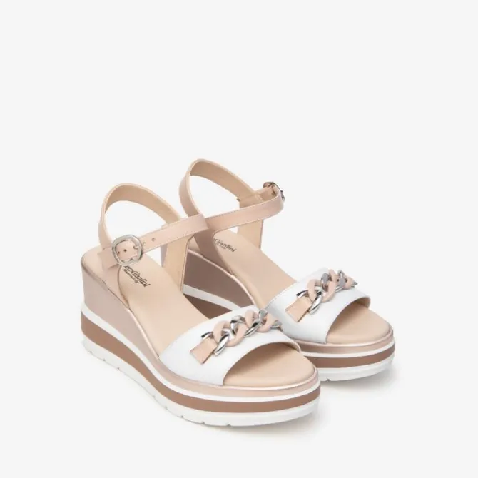 Nerogiardini White & Nude Wedge Sandal