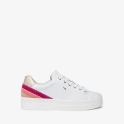 Nerogiardini White Trainer With Gold And Pink Trim