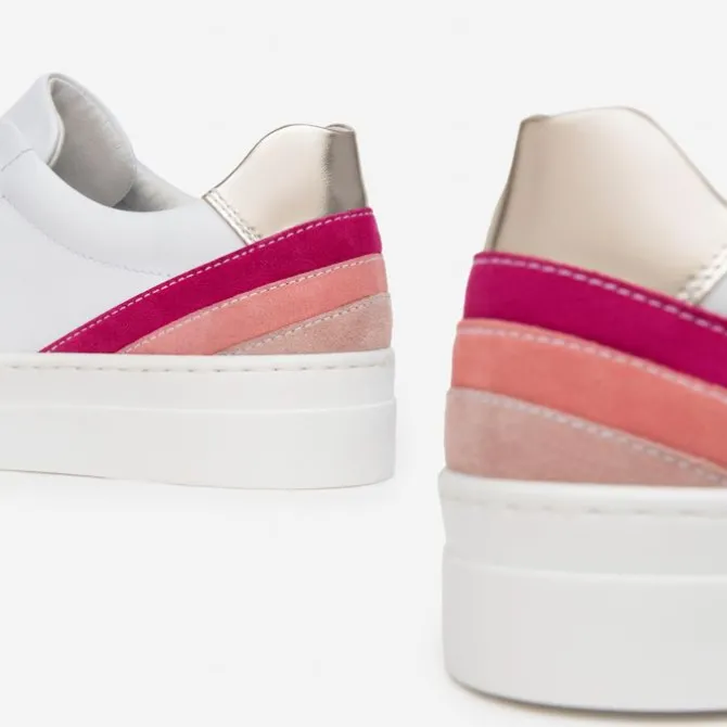 Nerogiardini White Trainer With Gold And Pink Trim