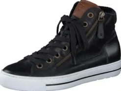 Paul Green Black & Cognac Hi Top Trainer