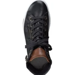Paul Green Black & Cognac Hi Top Trainer