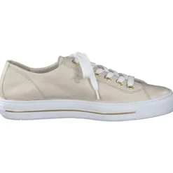 Paul Green Cream & Gold Leather Trainer