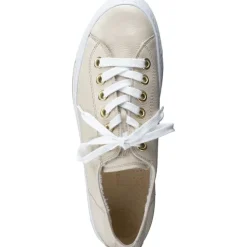 Paul Green Cream & Gold Leather Trainer