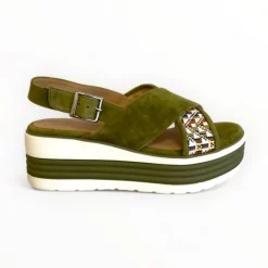 Regarde Le Ciel Sheyla Raffia Khaki Sandal