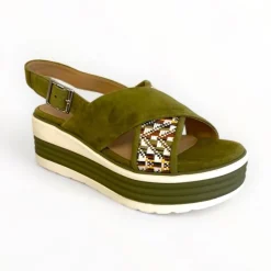 Regarde Le Ciel Sheyla Raffia Khaki Sandal