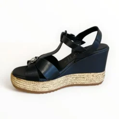 Repo Black Leather Wedge Sandal