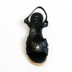 Repo Black Leather Wedge Sandal