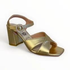 Repo Gold Block Heel Sandal
