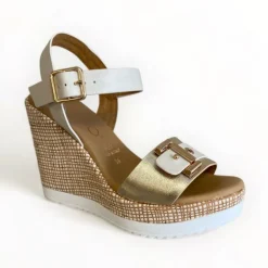 Repo Gold & Cream Wedge Sandal