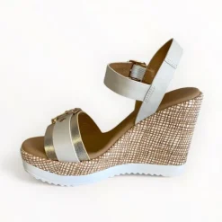 Repo Gold & Cream Wedge Sandal