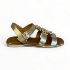 Repo Gold Leather Flat Sandal