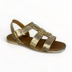 Repo Gold Leather Flat Sandal