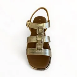 Repo Gold Leather Flat Sandal