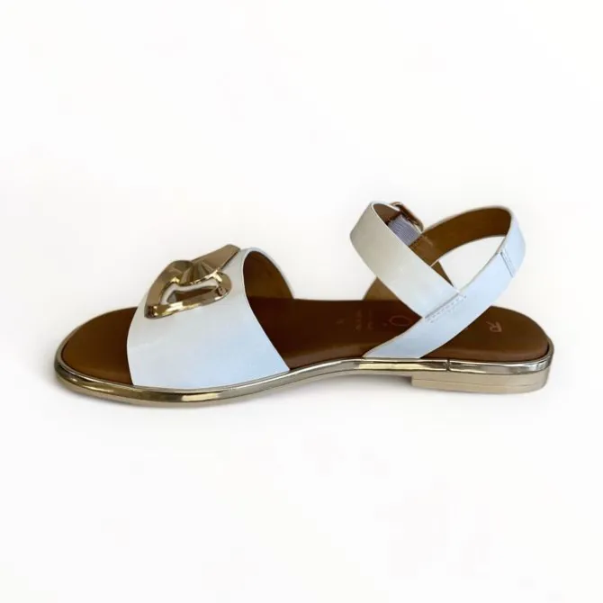 Repo White Leather Flat Sandal