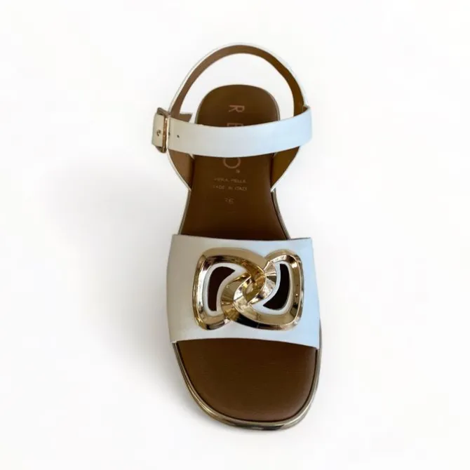 Repo White Leather Flat Sandal