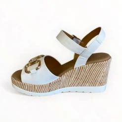Repo White Leather Wedge Sandal