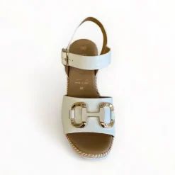 Repo White Leather Wedge Sandal