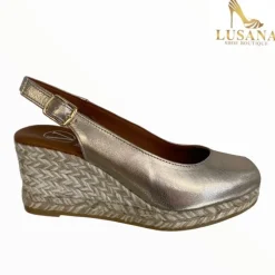 Viguera Gold Peep Toe Espadrille