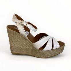Viguera White Patent Wedge Sandal