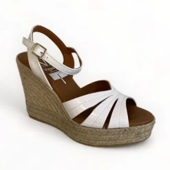 Viguera White Patent Wedge Sandal